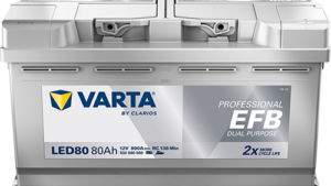 9667003f-fbdf-47cf-8052-1b67669dd16b.png VARTA Fritidsbatteri EFB Batteri 12V 80AH 800CCA (315x175x190/190mm) +høyre LED80 (VAR-930080)