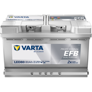 VARTA Fritidsbatteri EFB Batteri 12V 80AH 800CCA (315x175x190/190mm) +høyre LED80 (VAR-930080)